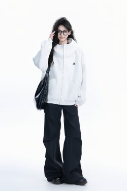 Korean Style High-Neck Hooded Cardigan Sweatshirt for Women - Spring Loose Unisex Zip-Up Jacket