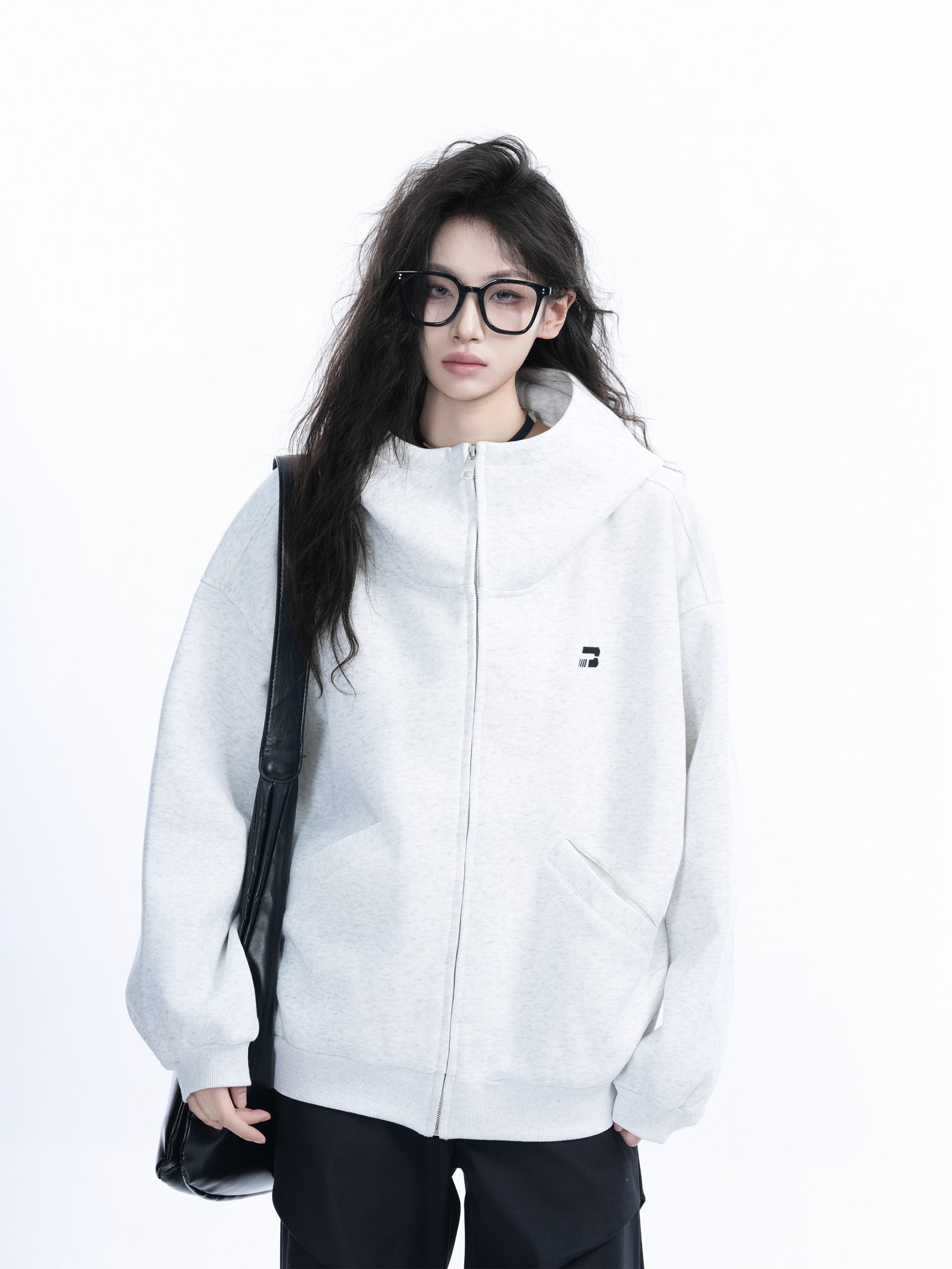 Korean Style High-Neck Hooded Cardigan Sweatshirt for Women - Spring Loose Unisex Zip-Up Jacket Korean Style High-Neck Hooded Cardigan Sweatshirt for Women - Spring Loose Unisex Zip-Up Jacket