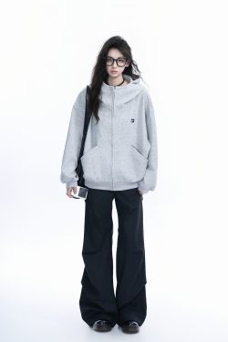Korean Style High-Neck Hooded Cardigan Sweatshirt for Women - Spring Loose Unisex Zip-Up Jacket