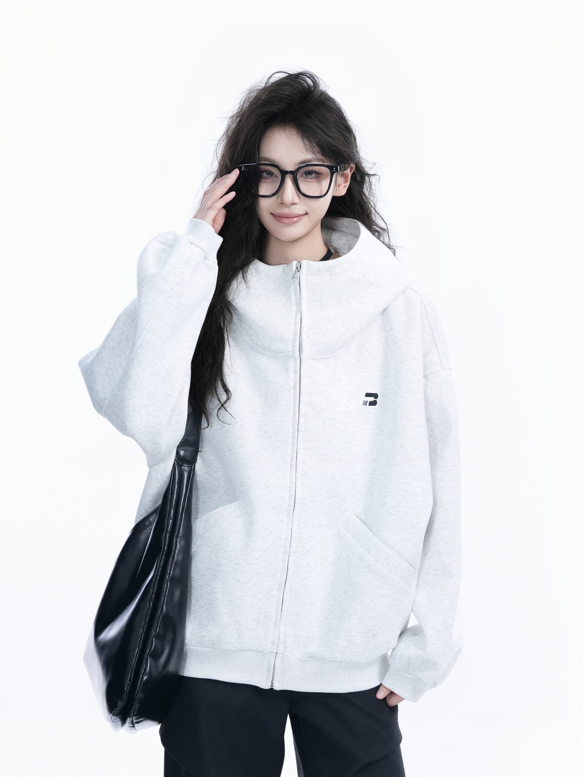 Korean Style High-Neck Hooded Cardigan Sweatshirt for Women - Spring Loose Unisex Zip-Up Jacket Korean Style High-Neck Hooded Cardigan Sweatshirt for Women - Spring Loose Unisex Zip-Up Jacket