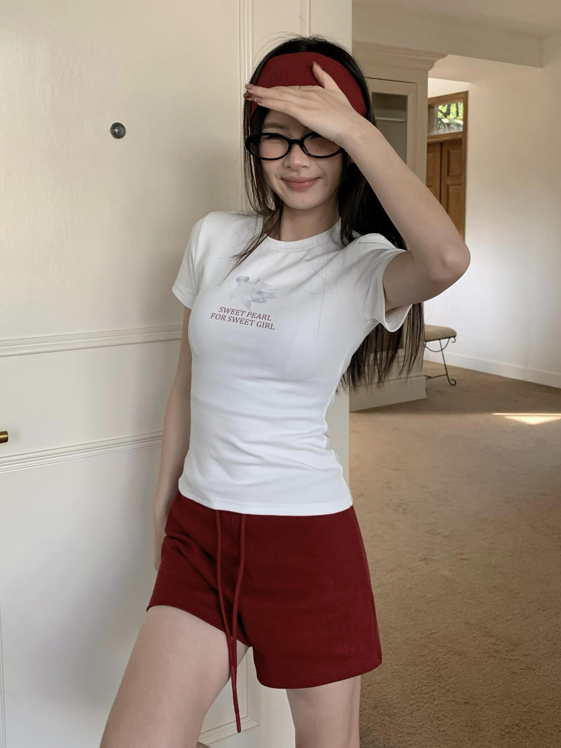 Korean Style Ink Wash Printed Short-Sleeve Fitted Slim Pure Cotton High-Stretch Trendy T-Shirt for Women Korean Style Ink Wash Printed Short-Sleeve Fitted Slim Pure Cotton High-Stretch Trendy T-Shirt for Women