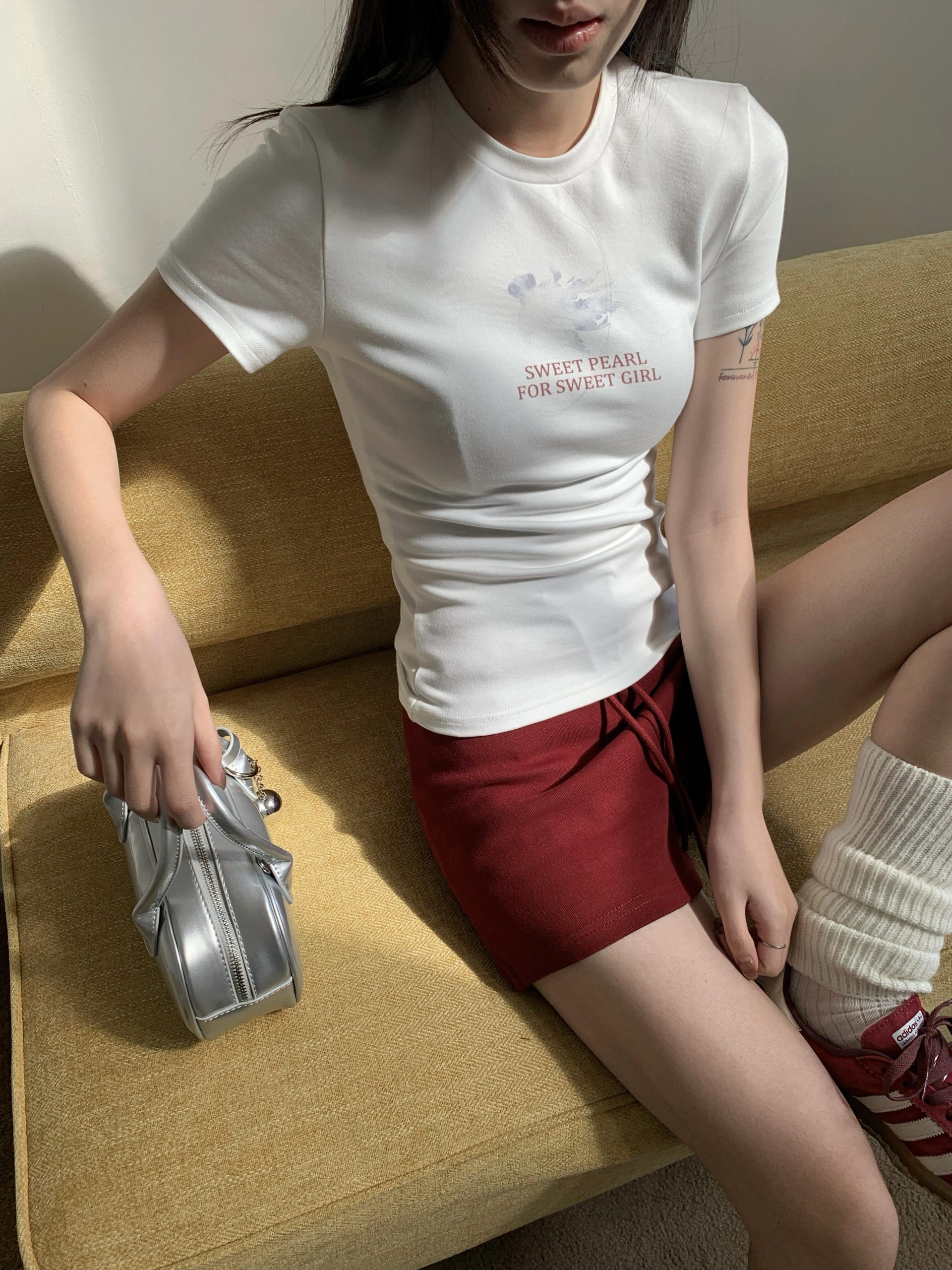 Korean Style Ink Wash Printed Short-Sleeve Fitted Slim Pure Cotton High-Stretch Trendy T-Shirt for Women Korean Style Ink Wash Printed Short-Sleeve Fitted Slim Pure Cotton High-Stretch Trendy T-Shirt for Women