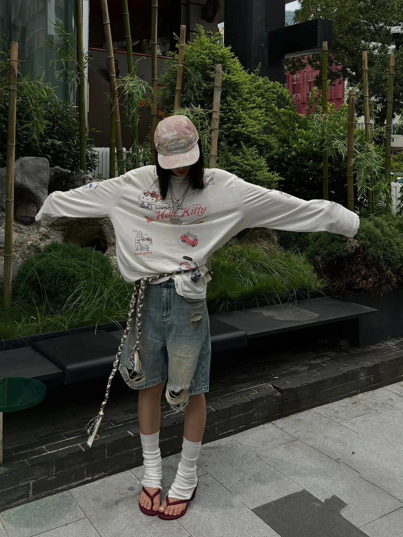 Korean Style Kitty Cat Print Casual Loose Long Sleeve Cotton Shirt for Women - Versatile Everyday Top Korean Style Kitty Cat Print Casual Loose Long Sleeve Cotton Shirt for Women - Versatile Everyday Top