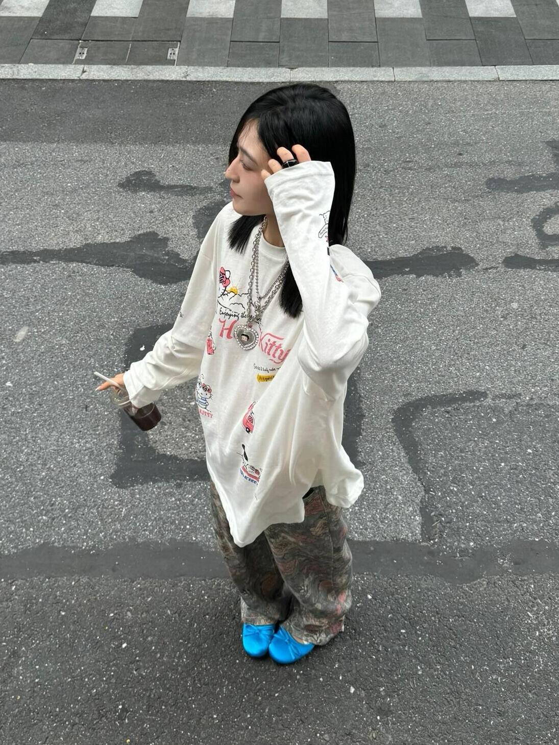 Korean Style Kitty Cat Print Casual Loose Long Sleeve Cotton Shirt for Women - Versatile Everyday Top Korean Style Kitty Cat Print Casual Loose Long Sleeve Cotton Shirt for Women - Versatile Everyday Top