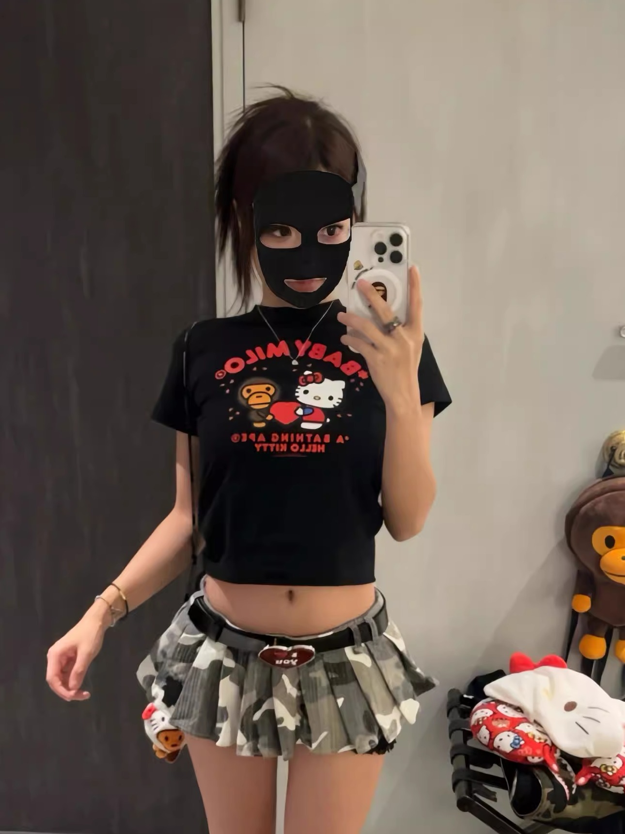 Korean Style Kitty Cat Printed Slim-Fit Round Neck Short Sleeve T-Shirt for Women - Age-Reducing Pure Cotton 25SS Korean Style Kitty Cat Printed Slim-Fit Round Neck Short Sleeve T-Shirt for Women - Age-Reducing Pure Cotton 25SS