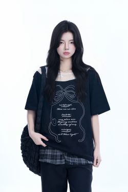 Korean-Style Lace Spliced Off-Shoulder Short Sleeve T-Shirt for Women – Loose Fit, Sweet Design, Perfect for Casual Y2K Fashion