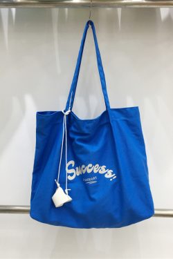 Korean Style Large Capacity Casual Canvas Shoulder Bag for Students - Summer Dongdaemun Lazy Chic Letter Design