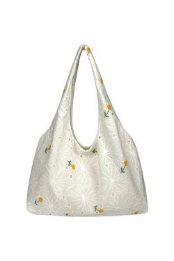 Korean-Style Large-Capacity Daisy Lace Flower Canvas Tote Bag for Women - Chic Commuting Underarm Shoulder Bag