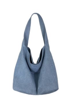 Korean Style Large-Capacity Denim Canvas Commuting Shoulder Bag - Versatile Lazy Wind Tote for Everyday Use