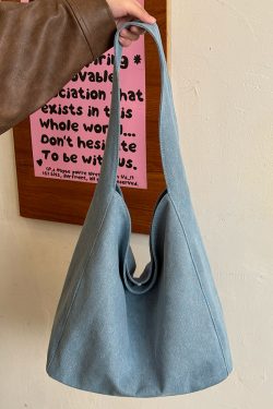 Korean Style Large-Capacity Denim Canvas Commuting Shoulder Bag - Versatile Lazy Wind Tote for Everyday Use