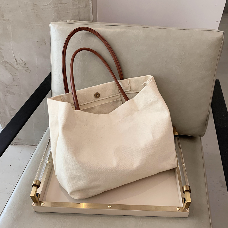 Korean-Style Large Capacity Eco-Friendly Canvas Shoulder Bag - Artistic Handheld Backpack for Women Korean-Style Large Capacity Eco-Friendly Canvas Shoulder Bag - Artistic Handheld Backpack for Women