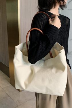 Korean-Style Large Capacity Eco-Friendly Canvas Shoulder Bag - Artistic Handheld Backpack for Women