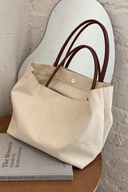 Korean-Style Large Capacity Eco-Friendly Canvas Shoulder Bag - Artistic Handheld Backpack for Women