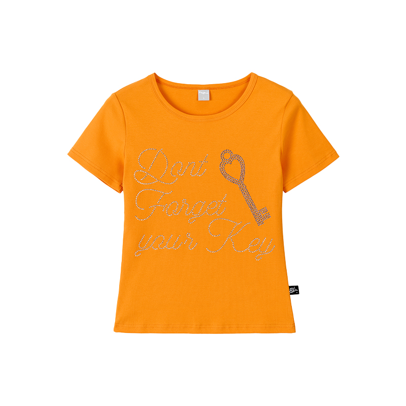 Korean-Style Love Key Rhinestone Short Sleeve Top for Women - Casual Cool Regular Fit Fashion Tee Korean-Style Love Key Rhinestone Short Sleeve Top for Women - Casual Cool Regular Fit Fashion Tee