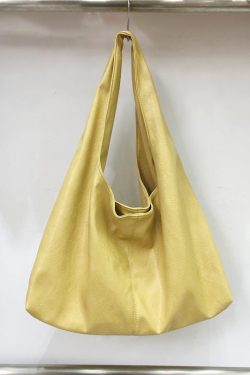 Korean Style Minimalist Large Capacity Tote Bag in High-Quality Silver Oil Wax Leather – Stylish Handheld Shoulder Bag for Everyday Use