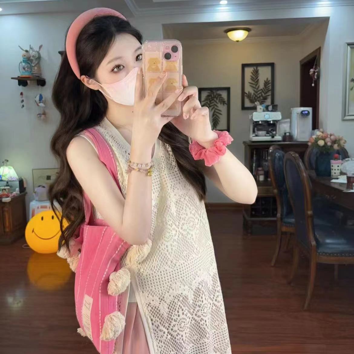 Korean-Style Multi-Color Tassel Shoulder Bag - Unique Artistic Striped Underarm Canvas Bag for Casual Outfits Korean-Style Multi-Color Tassel Shoulder Bag - Unique Artistic Striped Underarm Canvas Bag for Casual Outfits