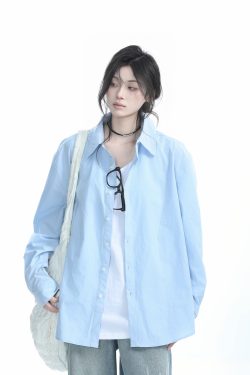 Korean Style Oversized Black Long Sleeve Shirt for Women - High-End Casual Autumn Top with