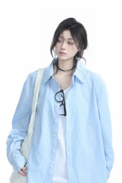 Korean Style Oversized Black Long Sleeve Shirt for Women - High-End Casual Autumn Top with