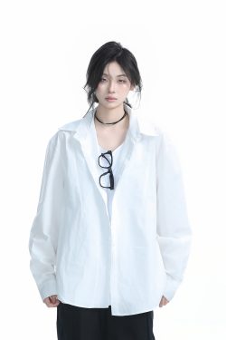 Korean Style Oversized Black Long Sleeve Shirt for Women - High-End Casual Autumn Top with