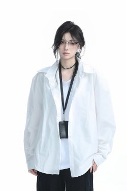 Korean Style Oversized Black Long Sleeve Shirt for Women - High-End Casual Autumn Top with "Sit and Eat Until the Mountains Are Empty" Design