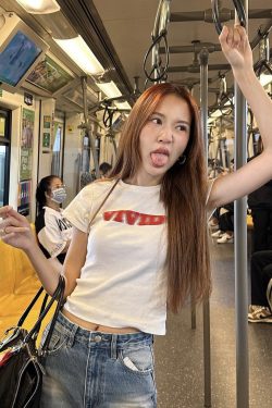 Korean Style Phantom Letter Print Short Sleeve Slim Fit Pure Cotton T-Shirt for Women - Trendy Casual Fashion Top