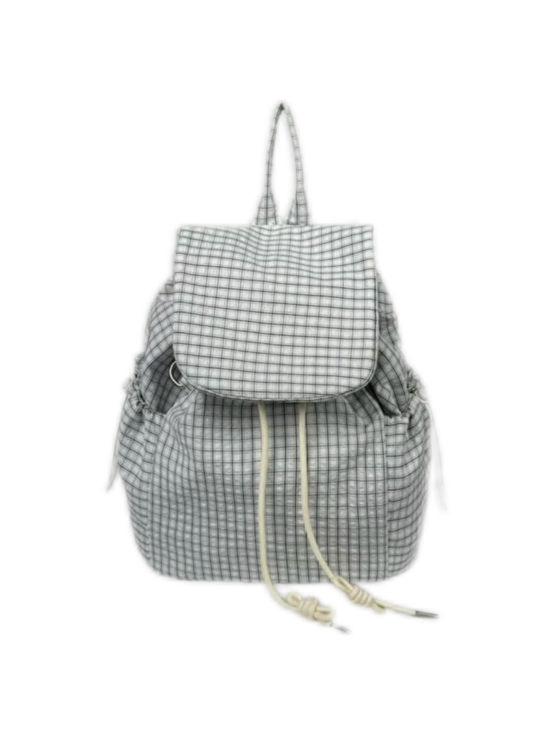 Korean-Style Plaid Drawstring Backpack - Large Capacity Lightweight Nylon Student Commuter Bag Korean-Style Plaid Drawstring Backpack - Large Capacity Lightweight Nylon Student Commuter Bag