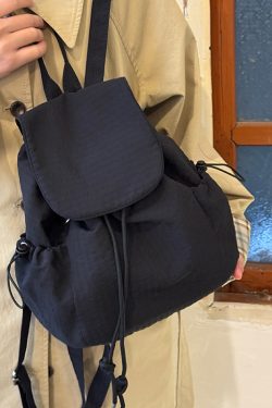 Korean-Style Plaid Drawstring Backpack - Large Capacity Lightweight Nylon Student Commuter Bag