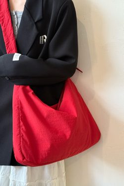 Korean-Style Pleated Drawstring Cloud Bag - Large Capacity Lazy Shoulder Crossbody Canvas Bag for Commuters