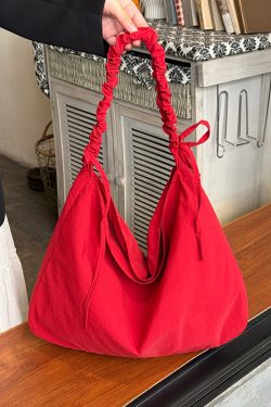 Korean-Style Pleated Drawstring Cloud Bag - Large Capacity Lazy Shoulder Crossbody Canvas Bag for Commuters