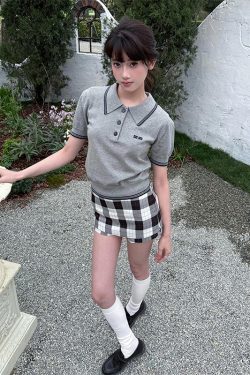 Korean-Style Retro Black and White Checkered A-Line Midi Skirt for Women - Summer Side Zipper Faux Two-Piece Bodycon Design