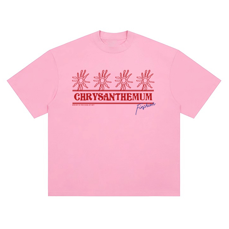 Korean-Style Retro Heavyweight T-Shirt for Women, Summer Sunflower Print, White Round Neck Short Sleeve, Loose Fit Top Korean-Style Retro Heavyweight T-Shirt for Women, Summer Sunflower Print, White Round Neck Short Sleeve, Loose Fit Top