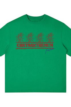 Korean-Style Retro Heavyweight T-Shirt for Women, Summer Sunflower Print, White Round Neck Short Sleeve, Loose Fit Top