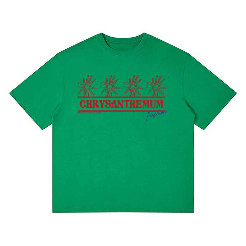 Korean-Style Retro Heavyweight T-Shirt for Women, Summer Sunflower Print, White Round Neck Short Sleeve, Loose Fit Top Korean-Style Retro Heavyweight T-Shirt for Women, Summer Sunflower Print, White Round Neck Short Sleeve, Loose Fit Top