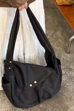 Korean-Style Retro Nylon Tote Bag, Large Capacity Messenger Bag for Commuting - Unisex Design, 2025 Trend