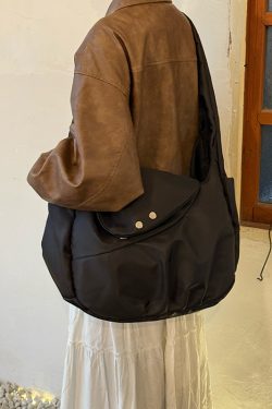 Korean-Style Retro Nylon Tote Bag, Large Capacity Messenger Bag for Commuting - Unisex Design, 2025 Trend