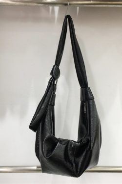 Korean-Style Retro Soft Leather Dumpling Bag - Large Capacity, Wrinkled Design, Casual Versatile Shoulder & Crossbody Bag