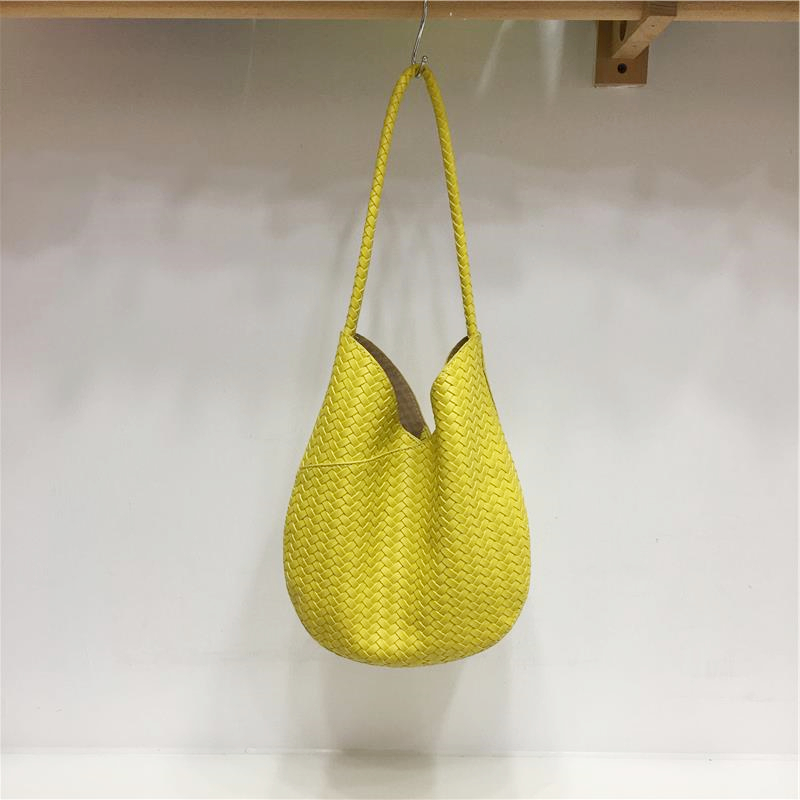 Korean Style Retro Woven Texture Handbag - Soft Leather Fashionable High-Quality Shoulder Tote Bag Korean Style Retro Woven Texture Handbag - Soft Leather Fashionable High-Quality Shoulder Tote Bag