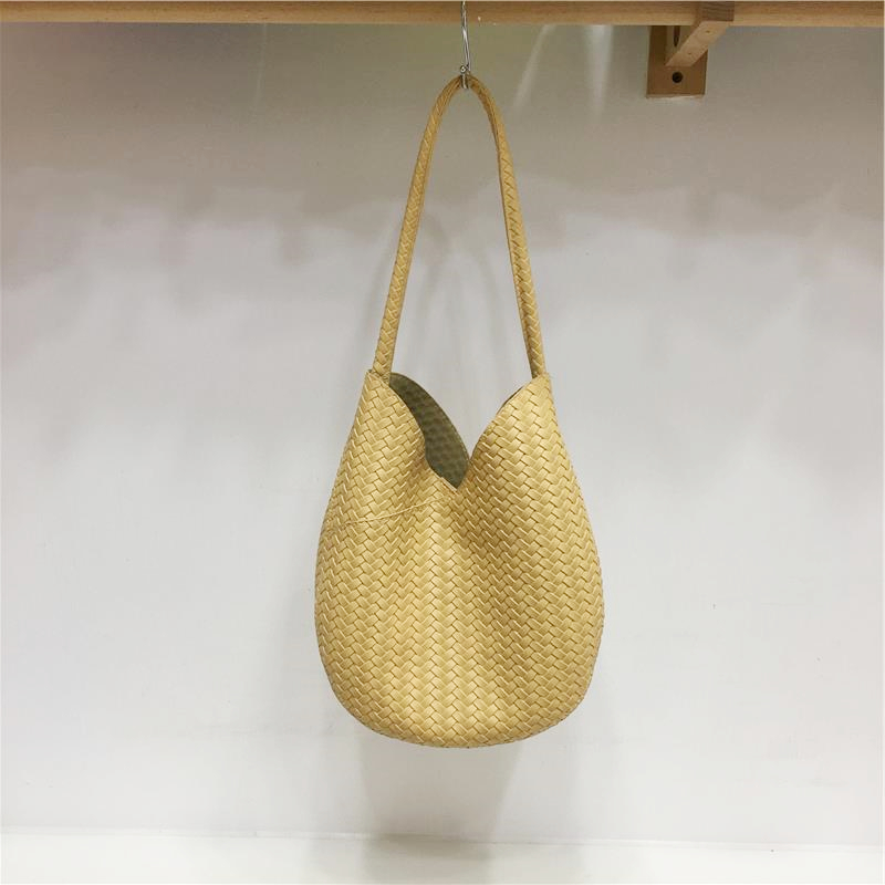 Korean Style Retro Woven Texture Handbag - Soft Leather Fashionable High-Quality Shoulder Tote Bag Korean Style Retro Woven Texture Handbag - Soft Leather Fashionable High-Quality Shoulder Tote Bag