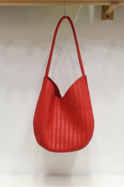 Korean Style Retro Woven Texture Handbag - Soft Leather Fashionable High-Quality Shoulder Tote Bag
