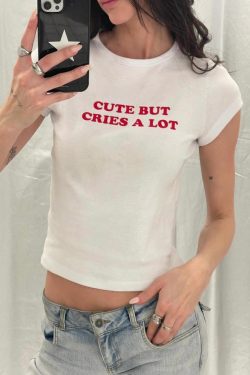 Korean Style Slim-Fit High-Stretch Cotton Short Sleeve T-Shirt for Women - Basic Sports Letter Design