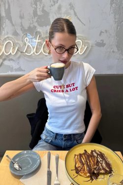 Korean Style Slim-Fit High-Stretch Cotton Short Sleeve T-Shirt for Women - Basic Sports Letter Design