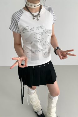 Korean Style Striped T-shirt for Women - Summer Spliced Raglan Sleeve Short Sleeve Top, Trendy Niche Fashion