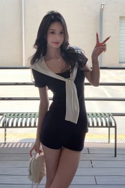 Korean Style Summer Three-Piece Set: Slim-Fit Short-Sleeve T-Shirt & Navy Blue Casual Shorts for Women