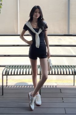 Korean Style Summer Three-Piece Set: Slim-Fit Short-Sleeve T-Shirt & Navy Blue Casual Shorts for Women