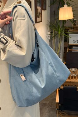 Korean-Style Vintage Large Capacity Denim Tote Bag for Women - 2025 Commuting Shoulder & Niche Crossbody Bag
