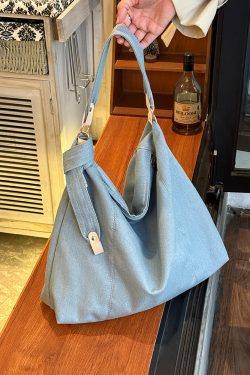 Korean-Style Vintage Large Capacity Denim Tote Bag for Women - 2025 Commuting Shoulder & Niche Crossbody Bag