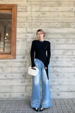Korean-Style Washed High-Waisted Wide-Leg Jeans for Women, Loose Vintage Straight Pants, Spring Fashion Trousers