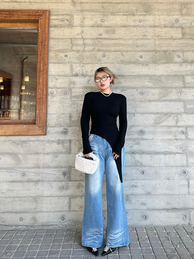Korean-Style Washed High-Waisted Wide-Leg Jeans for Women, Loose Vintage Straight Pants, Spring Fashion Trousers Korean-Style Washed High-Waisted Wide-Leg Jeans for Women, Loose Vintage Straight Pants, Spring Fashion Trousers
