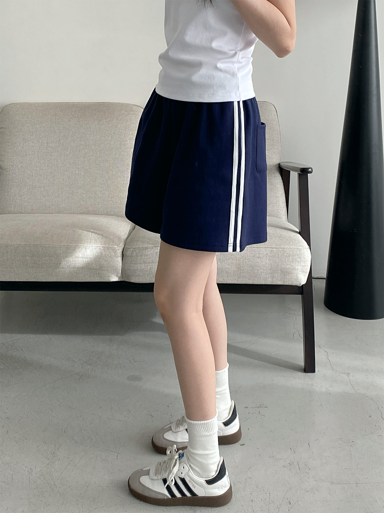 Korean Style Women's Summer Casual Striped Sports Shorts - Sun Grapefruit Straight-Leg Five-Point Sweatpants Korean Style Women's Summer Casual Striped Sports Shorts - Sun Grapefruit Straight-Leg Five-Point Sweatpants