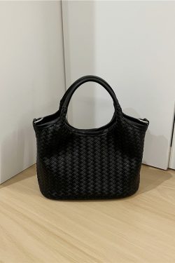 Korean Style Woven Soft Leather Vegetable Basket Handbag - Fashionable Crossbody Tote Bag for Trendy Looks